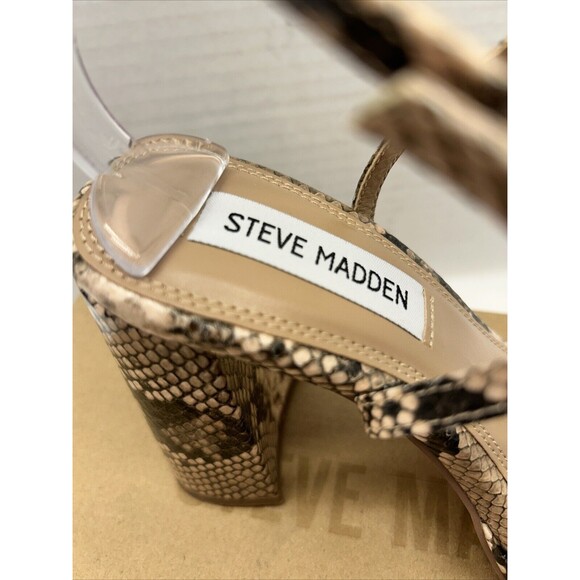 Steve Madden Marley Snake Block Heel Strappy Squared Off Toe Womens Shoes SZ 6 - Picture 6 of 12